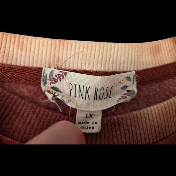 Pink Rose 1X Tie Dye Boxy Crew Neck Rust - Picture 3 of 4